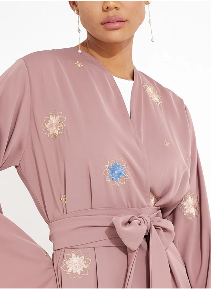 Rosette Abaya Flora Peach Abaya