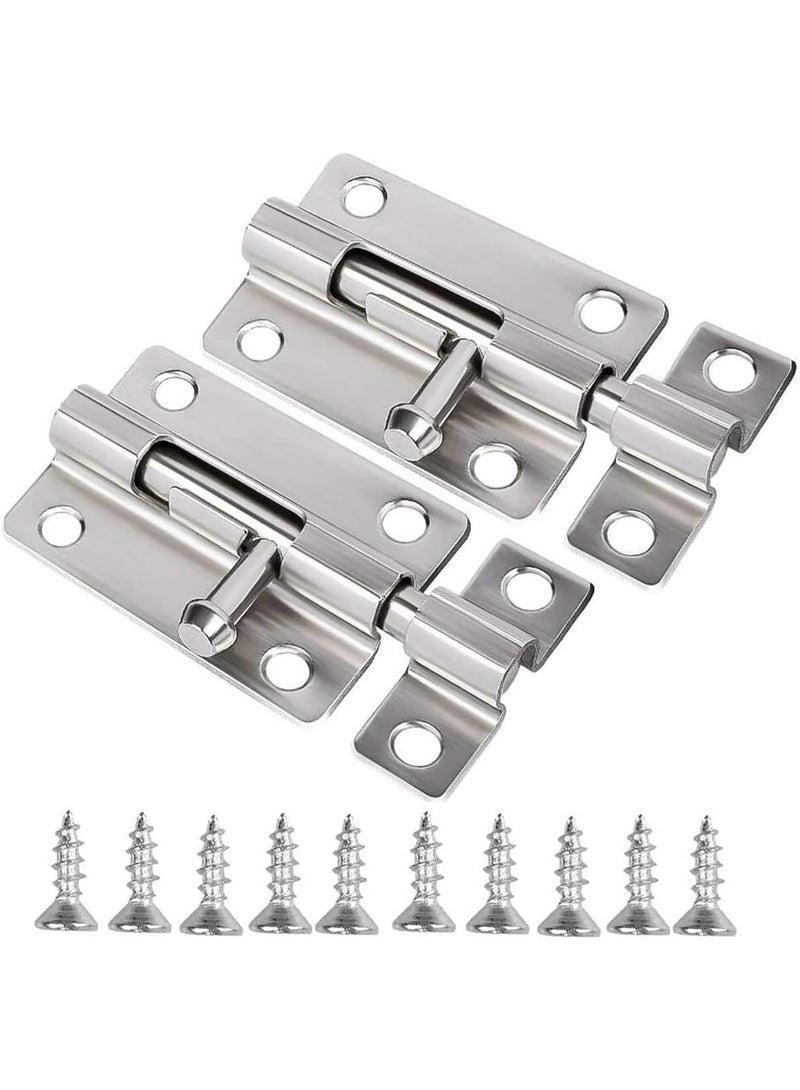 Door Bolt Cylindrical Sliding Bolt, Latch Sliding Bolt, Suitable For All Types Of Inner Doors, Door Bolt Lock 3 Inches, Stainless Steel Sliding Bolt Lock 2 Pieces - Image 1