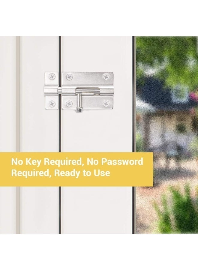 Door Bolt Cylindrical Sliding Bolt, Latch Sliding Bolt, Suitable For All Types Of Inner Doors, Door Bolt Lock 3 Inches, Stainless Steel Sliding Bolt Lock 2 Pieces - Image 3