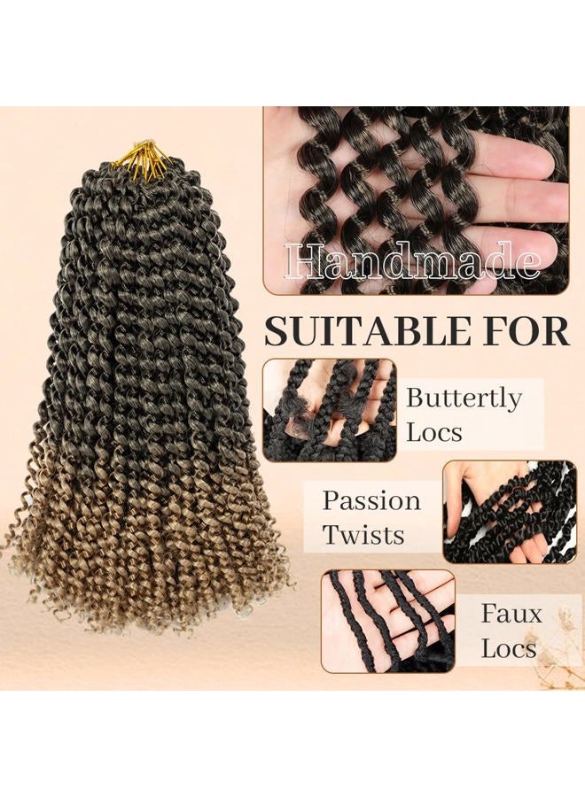 ShowCoco Passion Twist Hair 14 Inch 8 Packs Passion Twist Braiding Hair Water Wave Crochet Braids Hair Extensions Bohemian Braids Passion Twist Hair Ombre Blonde (14 Inch,1B/27) - Image 4