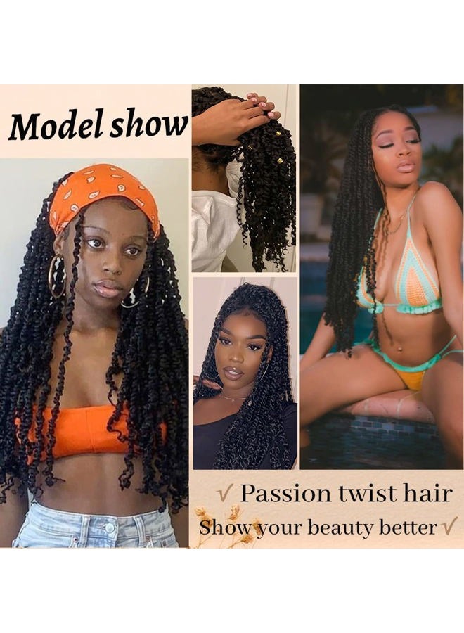 ShowCoco Passion Twist Hair 14 Inch 8 Packs Passion Twist Braiding Hair Water Wave Crochet Braids Hair Extensions Bohemian Braids Passion Twist Hair Ombre Blonde (14 Inch,1B/27) - Image 5