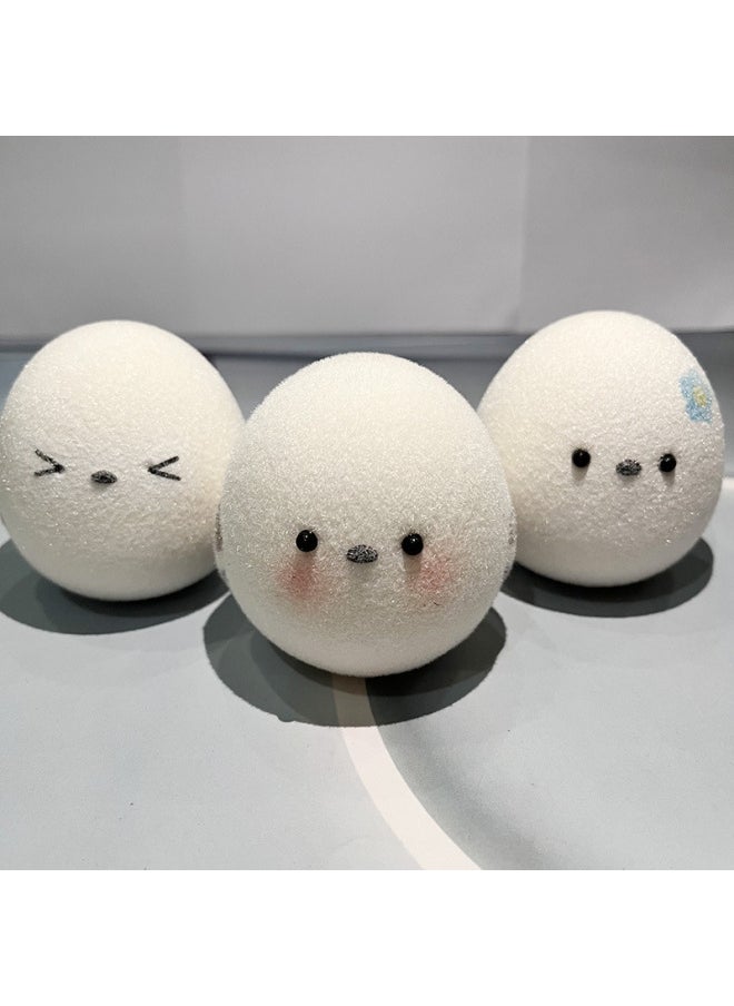 null - Japanese Original Cute Creative Flocking Chicken Pu Slow Rebound Decompression Kneading Toy Squishy Desktop Ornaments-Color:Blush White Chick - Image 1