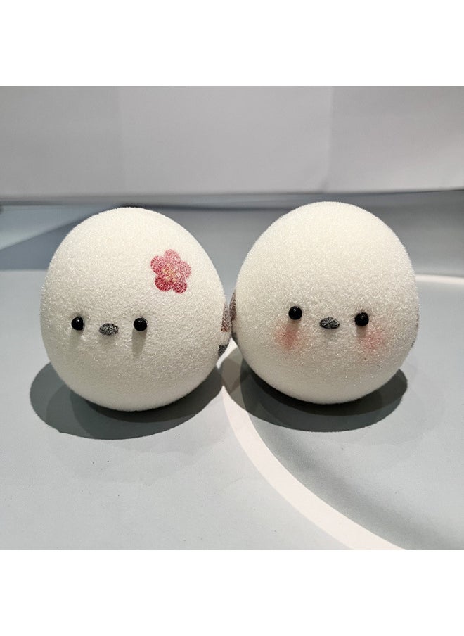 null - Japanese Original Cute Creative Flocking Chicken Pu Slow Rebound Decompression Kneading Toy Squishy Desktop Ornaments-Color:Blush White Chick - Image 1