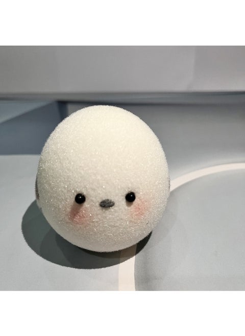 Japanese Original Cute Creative Flocking Chicken Pu Slow Rebound Decompression Kneading Toy Squishy Desktop Ornaments-Color:Blush White Chick
