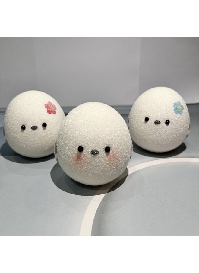 null - Japanese Original Cute Creative Flocking Chicken Pu Slow Rebound Decompression Kneading Toy Squishy Desktop Ornaments-Color:Blush White Chick - Image 1