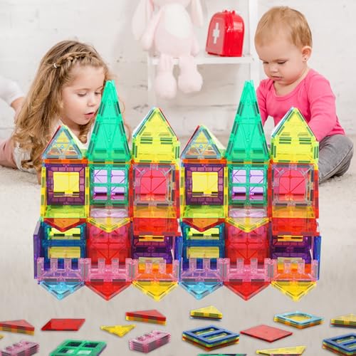 Cutedeer 108 Piece Magnetic Tiles Magnet Building Blocks Set for Kids Toddlers STEM Construction Toys with Gift Box for All Ages Boys Girls - Image 5