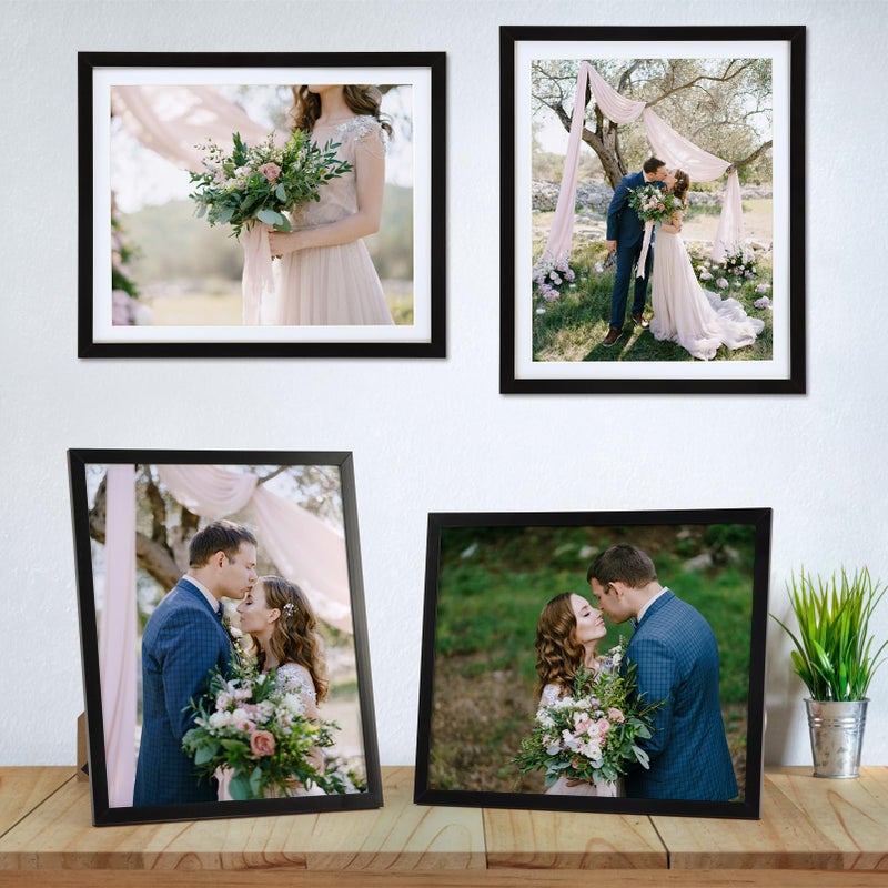 Lavezee 9x11 إطار الصورة الأسود مجموعة من 10 إطارات ملصقة بالجملة للصور 8x10 مع حصيرة أو 9x11 بدون طاولة حصيرة أعلى وجدار الديكور - Image 3