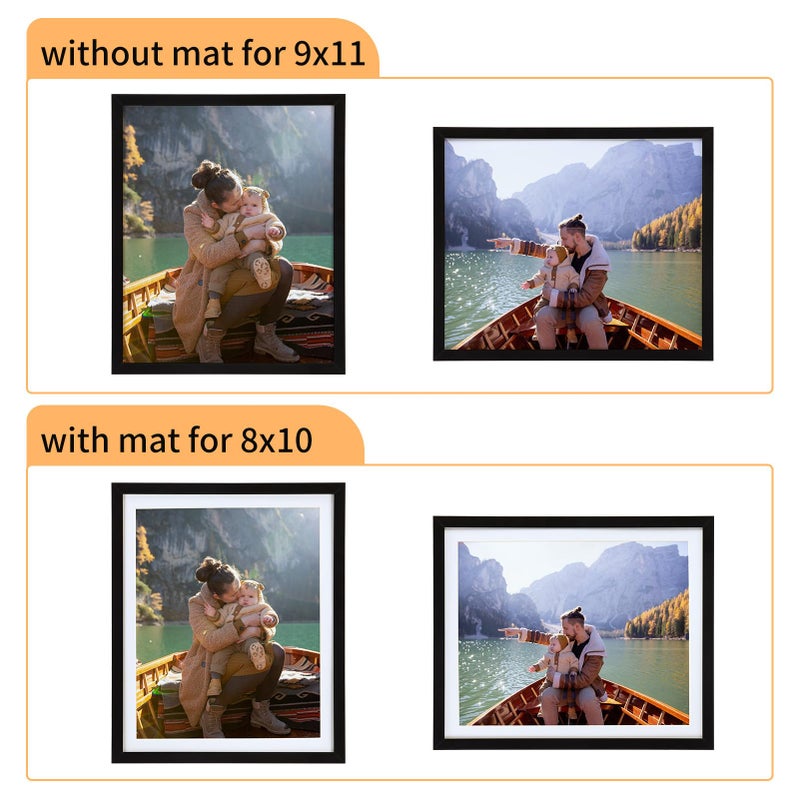 Lavezee 9x11 إطار الصورة الأسود مجموعة من 10 إطارات ملصقة بالجملة للصور 8x10 مع حصيرة أو 9x11 بدون طاولة حصيرة أعلى وجدار الديكور - Image 2