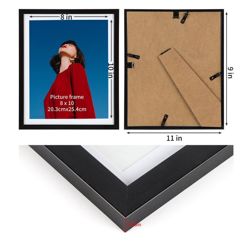 Lavezee 9x11 إطار الصورة الأسود مجموعة من 10 إطارات ملصقة بالجملة للصور 8x10 مع حصيرة أو 9x11 بدون طاولة حصيرة أعلى وجدار الديكور - Image 4