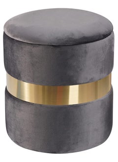 Generic Elegant grey pouf chair with a gold metal base - modern and luxurious design - versatile as an extra chair, side table, or elegant decorative piece for bedrooms and living rooms - lightweight, easy to transport, and suitable for all corners of the house