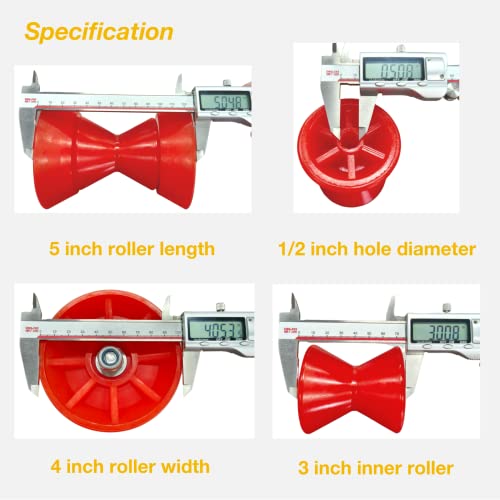 UANOFCN 3" Boat Trailer Roller Assembly 1/2" Shaft Non Marking Polyurethane - Image 5
