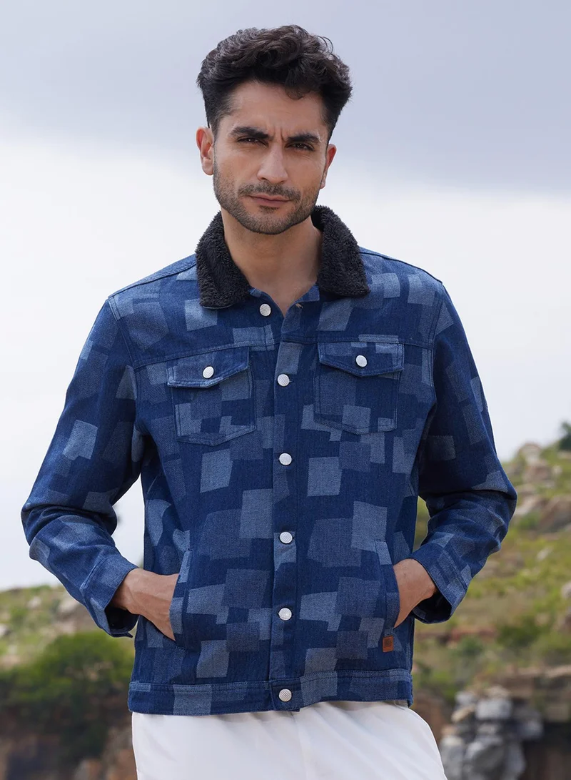 كامبوس سوترا جاكيت مبطن رجالي أزرق داكن مخطط