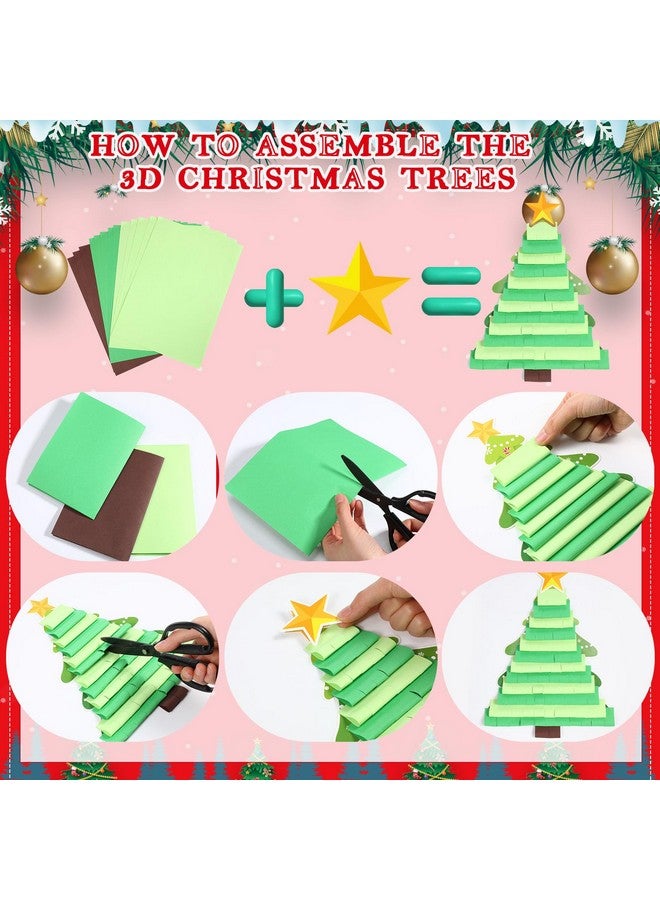 Containlol 65 Pcs Diy Christmas Tree Bulletin Board Set Christmas Classroom Bulletin Board Decorations 3D Xmas Tree Cutouts Diy Crafts Set For Winter Xmas Holiday Birthday School Home Wall Door Decor - Image 4