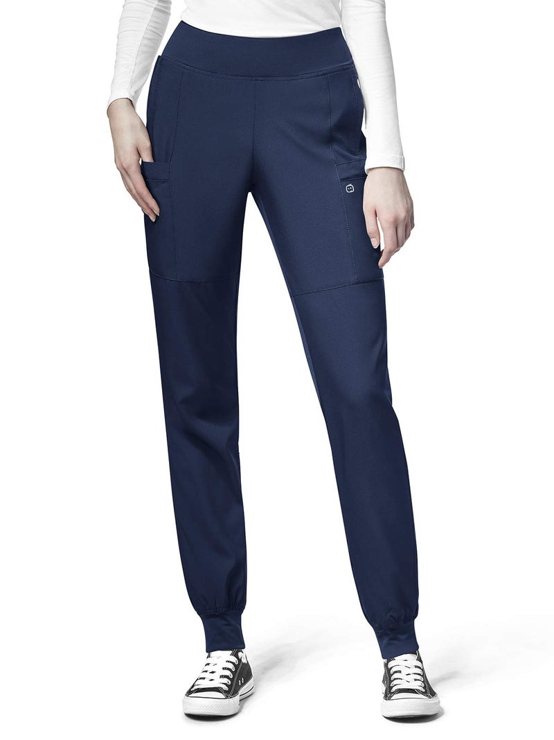 WINK Scrubs for Women W123 Comfort Waist Cargo Joggers Pants with 8 Pockets