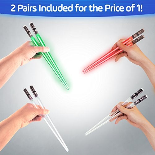 ChopSabers Lightsaber Chopsticks Star War Chopstick Light Up Lightsaber Chopsticks for Adults Saber Sticks Cool Chopstick Light Up Chop Sticks Light Saber Reusable Lightup Sabers Star War Gifts 2 Pairs Green/Red - Image 5