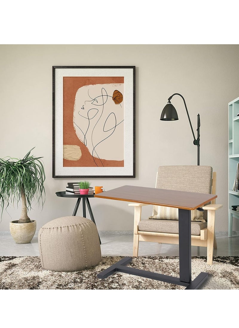 WISFOR - Overbed Table with Hidden Wheels Extra Large Medical Bedside Table 80×40cm Adjustable C-Shaped Snack Table Mobile Sofa Side Table Rolling Laptop Desk for Home and Hospital Use - Image 1