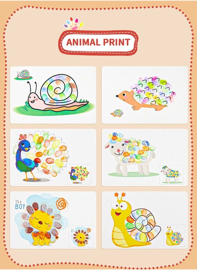 GROIC - Finger Painting Kit Kids Washable Paint Set, 30 Sheets Art Paper with 12 Colors and 1 Finger Album, Finger Paints Art Supplies Early Learning Gift for Kids Hand Painting DIY Crafts - Image 1