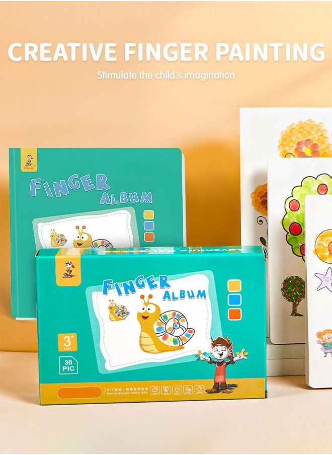 GROIC - Finger Painting Kit Kids Washable Paint Set, 30 Sheets Art Paper with 12 Colors and 1 Finger Album, Finger Paints Art Supplies Early Learning Gift for Kids Hand Painting DIY Crafts - Image 1