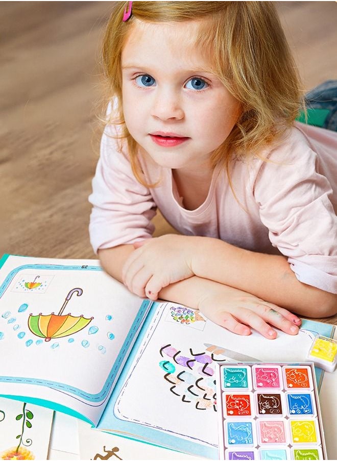 GROIC - Finger Painting Kit Kids Washable Paint Set, 30 Sheets Art Paper with 12 Colors and 1 Finger Album, Finger Paints Art Supplies Early Learning Gift for Kids Hand Painting DIY Crafts - Image 1