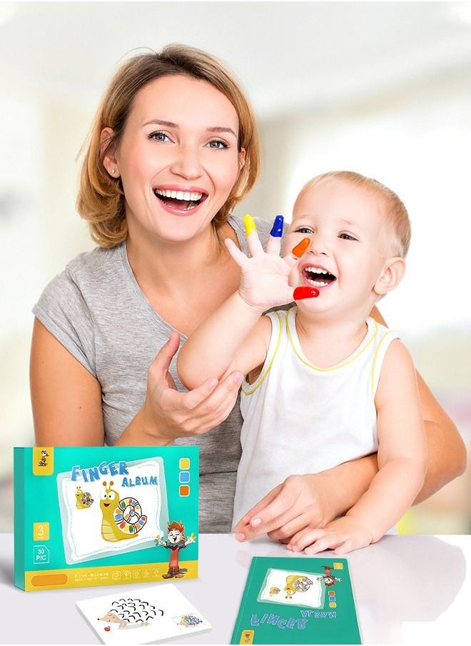 GROIC - Finger Painting Kit Kids Washable Paint Set, 30 Sheets Art Paper with 12 Colors and 1 Finger Album, Finger Paints Art Supplies Early Learning Gift for Kids Hand Painting DIY Crafts - Image 1