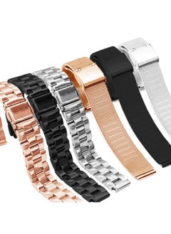 Smart Watch Milanese Three Beads Solid Strap Suitable For Mi Band 5 Stainless Steel Woven Mesh Band-Color:Three Beads 14*12 Blue