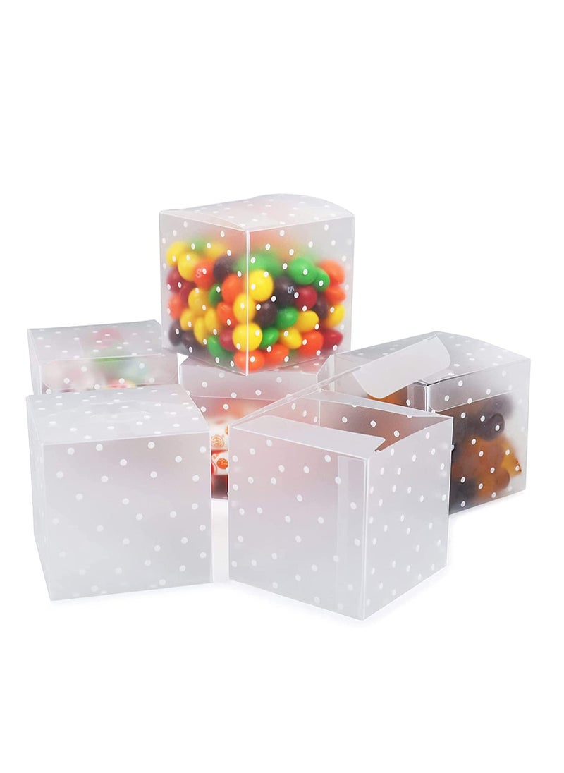SYOSI - 30PCS Dots Clear Cube Wedding Party Favour Boxes PVC Transparent Square Small Gift Boxes for Candy, Sweets, Chocolate, Item Storage Display (Clear Dots, 6x6x6cm) - Image 1