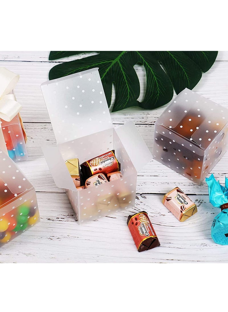 SYOSI - 30PCS Dots Clear Cube Wedding Party Favour Boxes PVC Transparent Square Small Gift Boxes for Candy, Sweets, Chocolate, Item Storage Display (Clear Dots, 6x6x6cm) - Image 1