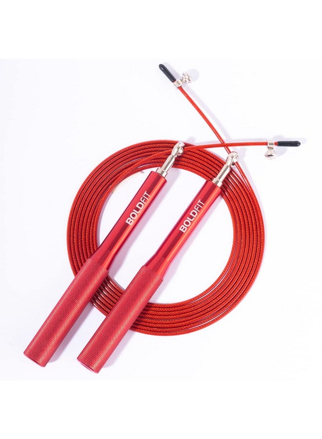 بولد فيت حبل القفز المصنوع من الألومنيوم من Boldfit للرجال والنساء مع ارتفاع قابل للتعديل وحبل القفز السريع للتمرين والجيم واللياقة البدنية الرياضية وحبل القفز القابل للتعديل - أحمر - Image 1