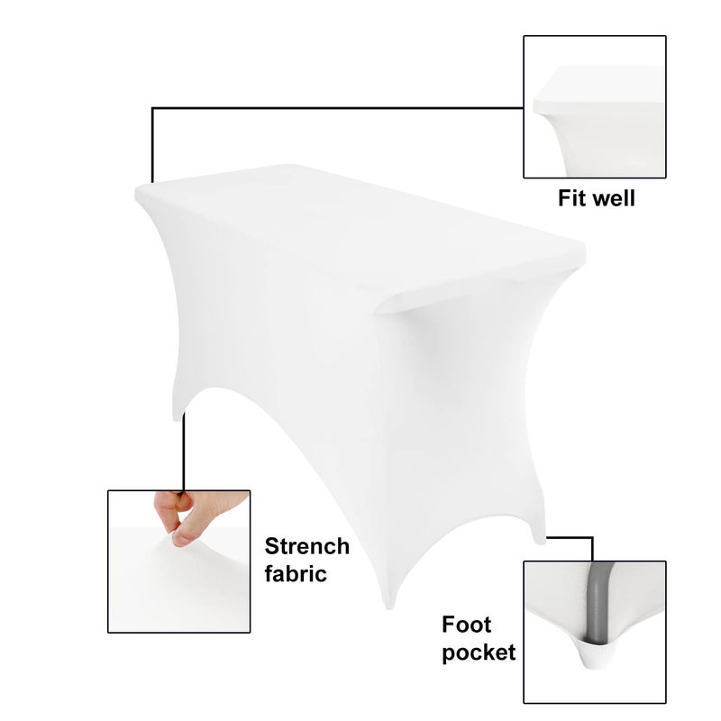 eccwai Spandex 4ft Waterproof Table Cover for Party Wedding  Banquet  and Events(White) - Image 5