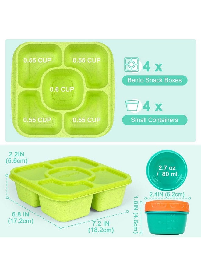 Caperci Original Lunchable Snack Containers for Kids & Adults - 5 Compartments Bento Snack Boxes with 4 Leakproof Small Containers, Wheat Straw, BPA-Free, Set of 4 (Jewel Brights) - Image 5
