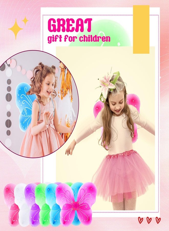 Flahard 12 Pack Girls Fairy Wings Bulk Butterfly Wings Butterfly Angel Costume Wing for Kids Halloween Cosplay Party Dress up, 6 Colors - Image 4