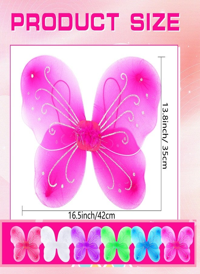 Flahard 12 Pack Girls Fairy Wings Bulk Butterfly Wings Butterfly Angel Costume Wing for Kids Halloween Cosplay Party Dress up, 6 Colors - Image 2