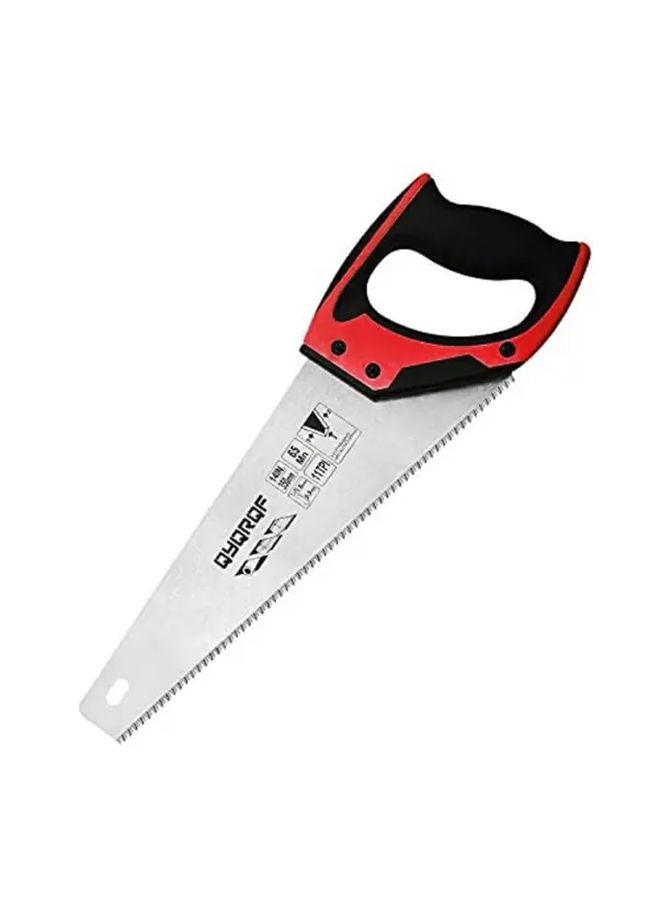 Red Pro Hand Saw 11 TPI Fine Cut Blade Ergonomic Non Slip Handle For Wood Drywall Plastic - Image 1