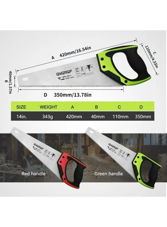 Red Pro Hand Saw 11 TPI Fine Cut Blade Ergonomic Non Slip Handle For Wood Drywall Plastic - Image 3