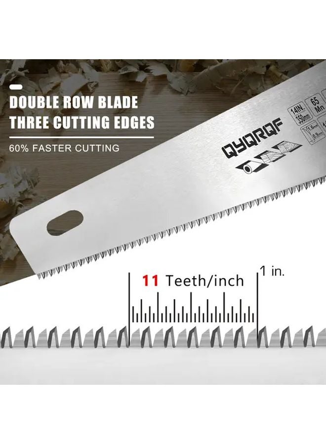 Red Pro Hand Saw 11 TPI Fine Cut Blade Ergonomic Non Slip Handle For Wood Drywall Plastic - Image 4