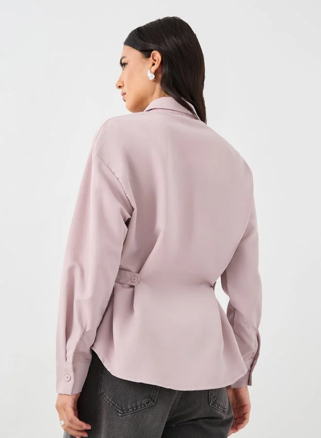 Styli Solid Buttoned Spread Collar Shirt