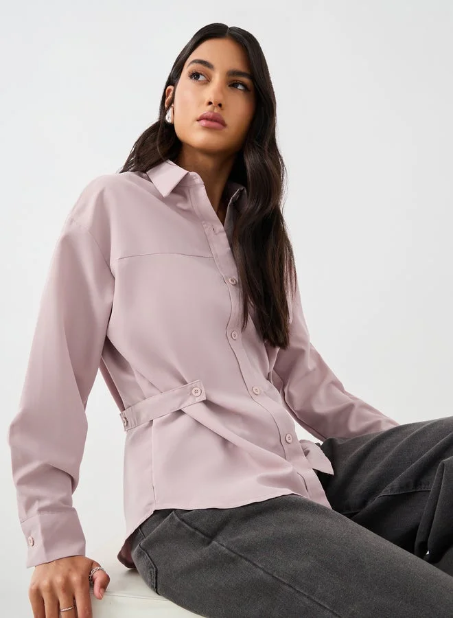 Styli Solid Buttoned Spread Collar Shirt