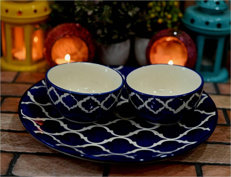SHRIYAM CRAFT Ceramic Dinner Set 1 Plate and 2 Bowls (Plate 10" 2 Bowl) - Image 1