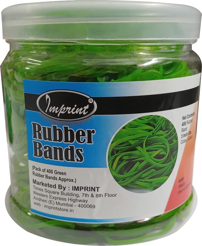 IMPRINT Nylon Rubber Bands | 3 inch Diameter | Pack of 400 | Green - Image 1