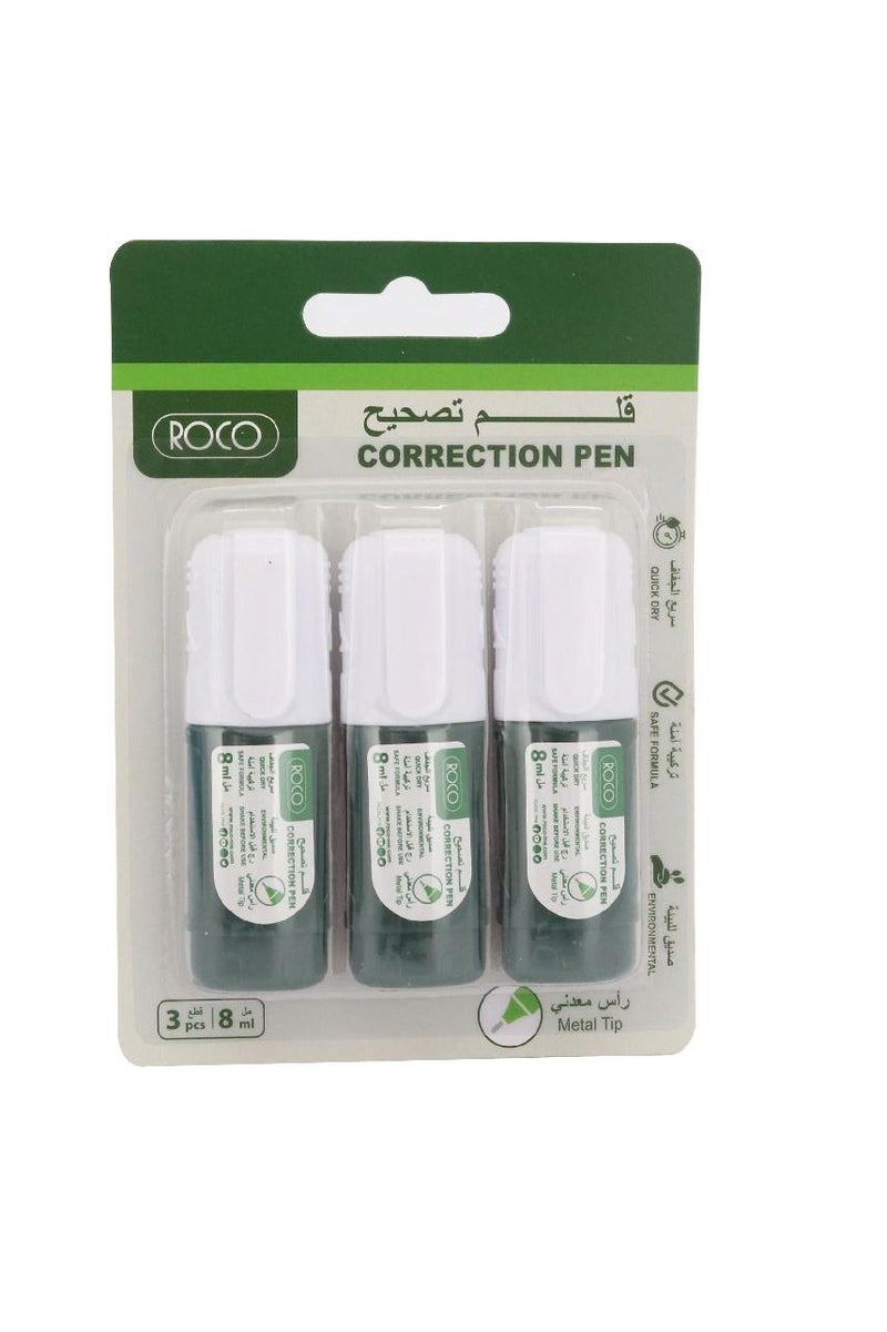 ROCO Correction Pen 1 mm Metal Frame Round Tip White 