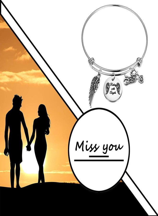 Zuo Bao Motorcycle Memorial Jewelry Memorial for Brother Dad Husband Sympathy Gift Riding with Angels Bracelet with Wing Car Truck Memorial (Riding with Angels) - Image 4