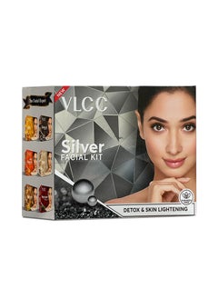 VLCC VLCC Natural Silver Facial Kit - Single Use | Salon Like Facial at Home in Just 6-Steps | Includes Cleanser, Scrub, Cream, Face Pack & Oil Free Gels | 2.12 Oz/60g  - Image 1