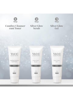 VLCC VLCC Natural Silver Facial Kit - Single Use | Salon Like Facial at Home in Just 6-Steps | Includes Cleanser, Scrub, Cream, Face Pack & Oil Free Gels | 2.12 Oz/60g  - Image 5