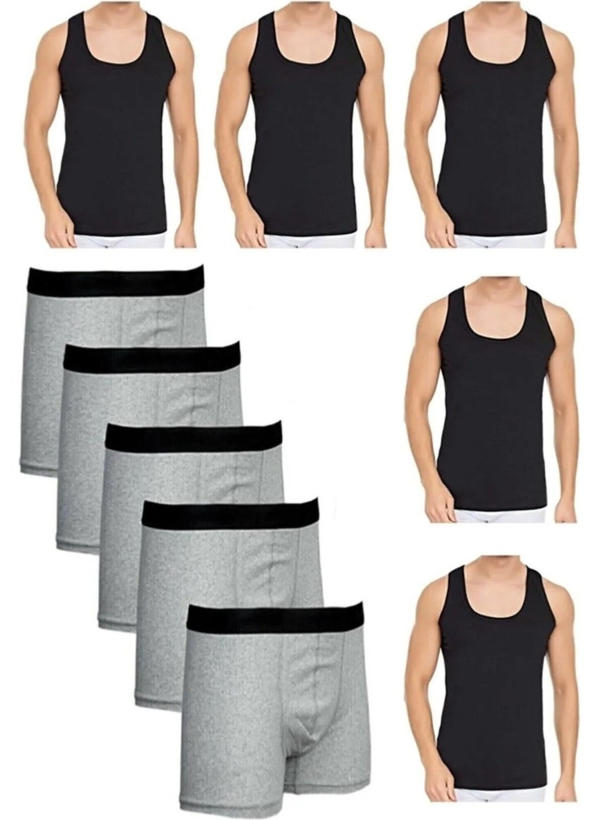 Tezzgelsin - Men's Slim Fit Undershirt and Boxer Set 5 Boxer 5 Undershirt - Image 1
