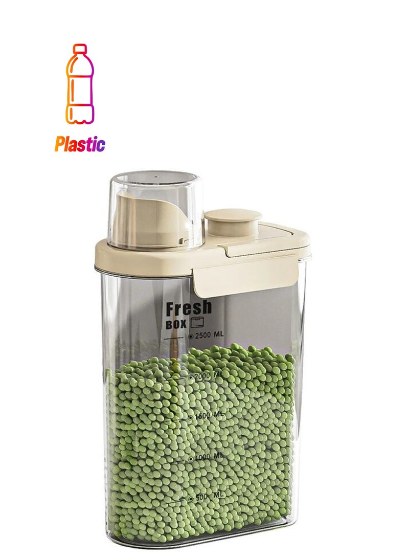 AROAQ Sealed Storage Tank, Lightweight And Portable Rice Cereal Container, Moisture Proof Food Storage Dispenser For Storing Rice, Soybeans And Other Items, (1pc, Beige Large Size)  - Image 1
