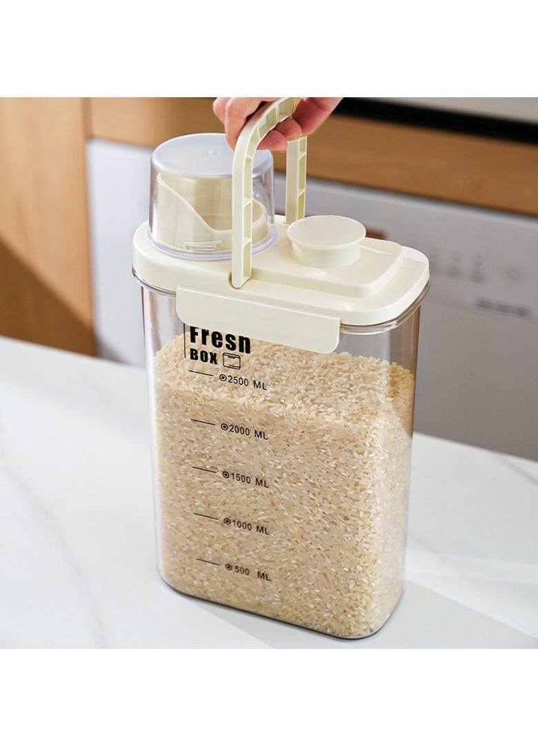 AROAQ Sealed Storage Tank, Lightweight And Portable Rice Cereal Container, Moisture Proof Food Storage Dispenser For Storing Rice, Soybeans And Other Items, (1pc, Beige Large Size)  - Image 5