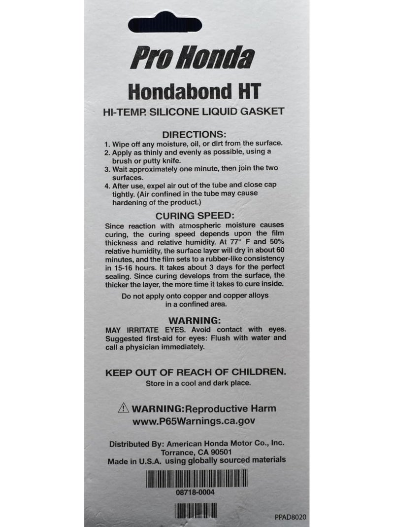 Honda Genuine 08718-0004 Hondabond HT – High Temperature Silicone Liquid Gasket, 1.9 fl oz Tube Updated modern design - Image 3