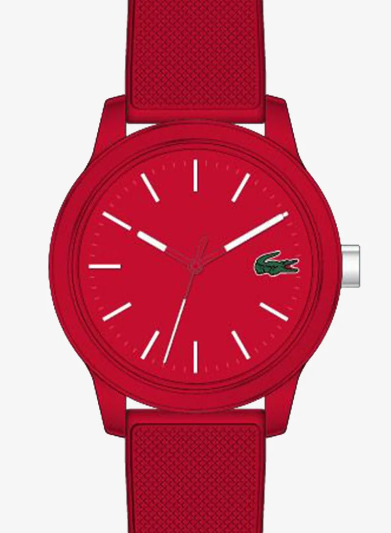 12.12 Collection Analog Quartz Movement Watch For Men With Red Silicone Strap - 2010988