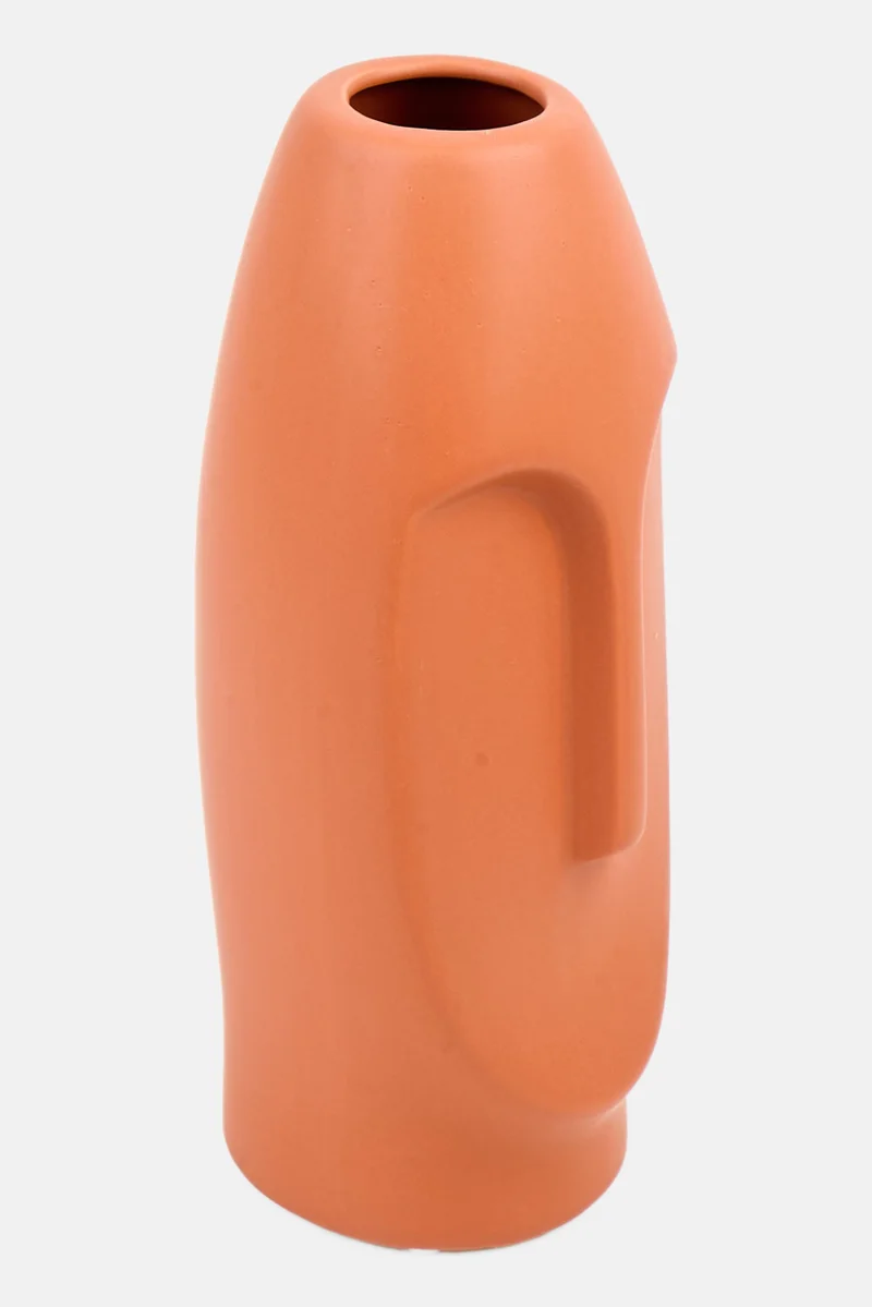 Muy Mucho Moai Face Ceramic Vase 25 H x 10 D  cm, Brown