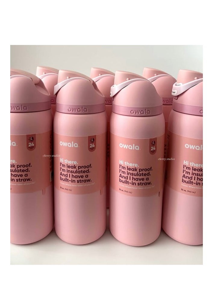 Owala Freesip Insulated Stainless Steel Water Bottle With Straw For Sports And Travel, Bpa-Free,Freesip Insulated Stainless Steel Water Bottle With Straw For Sports And Travel, Bpa-Free, rose quartz 32OZ  - Image 4